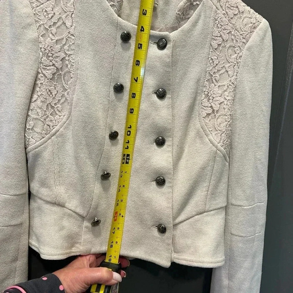 WE THE FREE CROPPED MILITARY STYLE CREAM WITH LACE COTTON BLEND JACKET SIZE4 - Picture 6 of 6